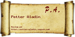Petter Aladin névjegykártya